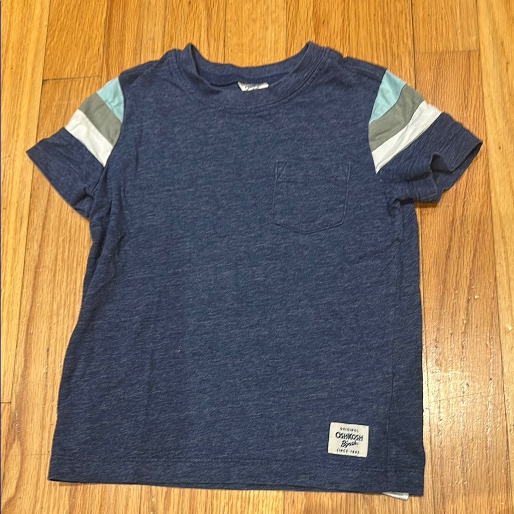 OshKosh B'gosh Blue Tee with Striped Sleeves